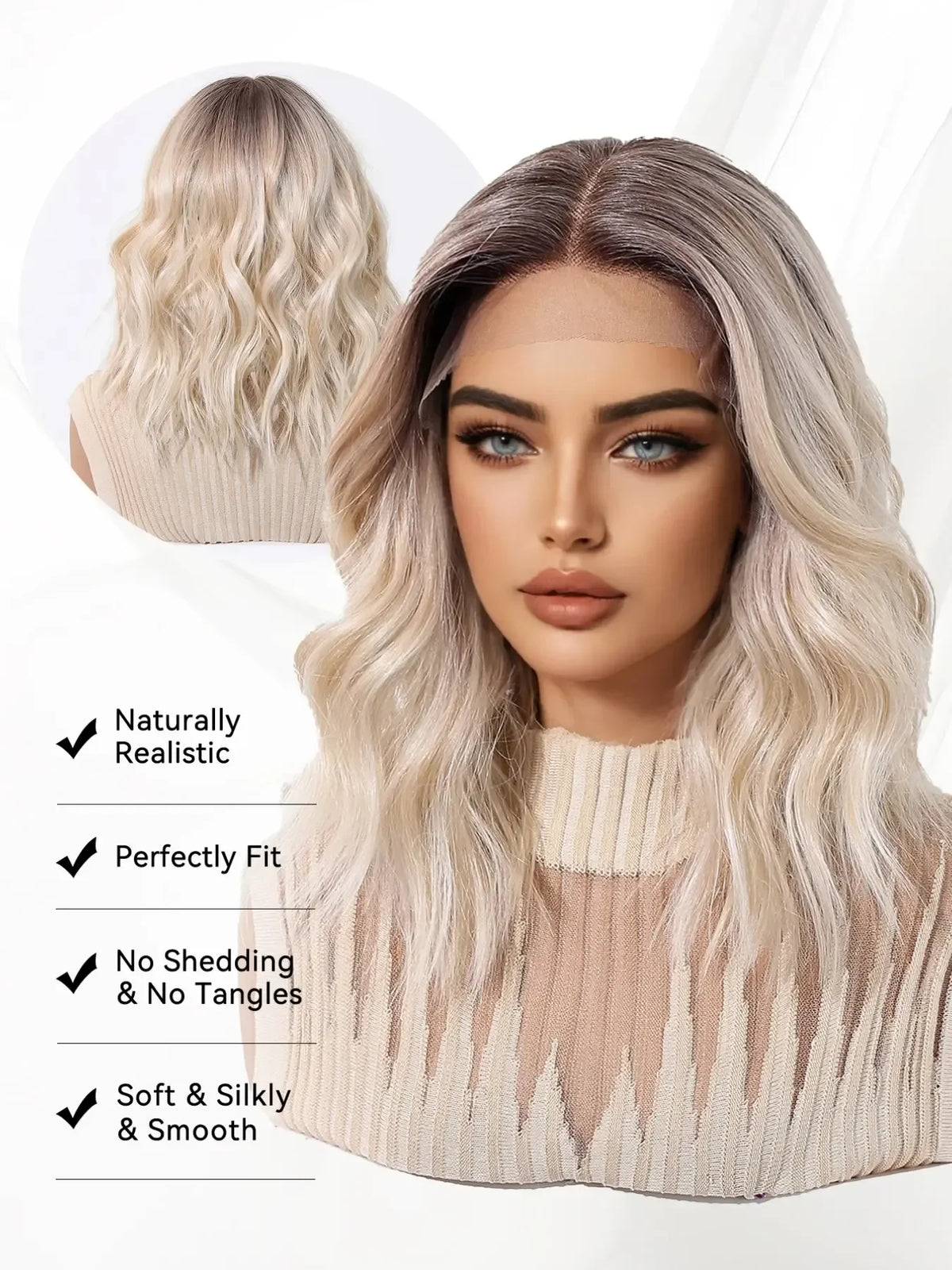 Short Deep Root Gradient Curly Lace Front Wig for Women