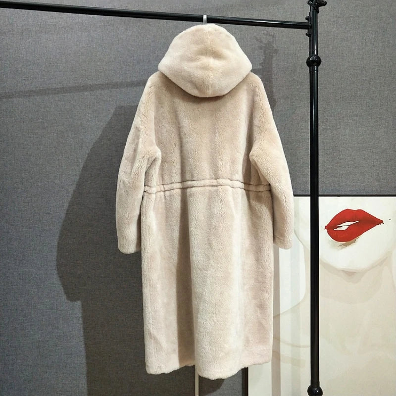 Long Real Fur Hooded Parka Coat