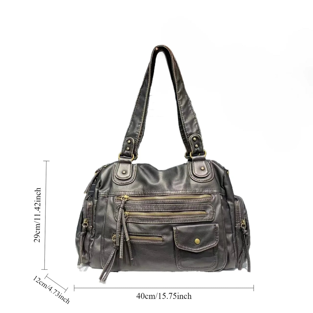 Washed Leather Look Crossbody Bag