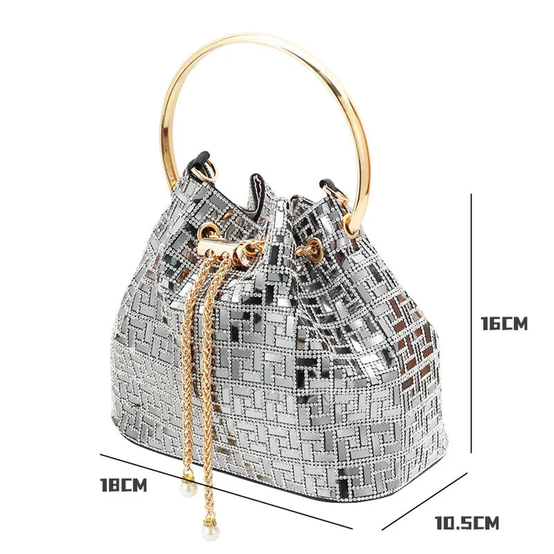 Rhinestone Evening Bucket Handbag
