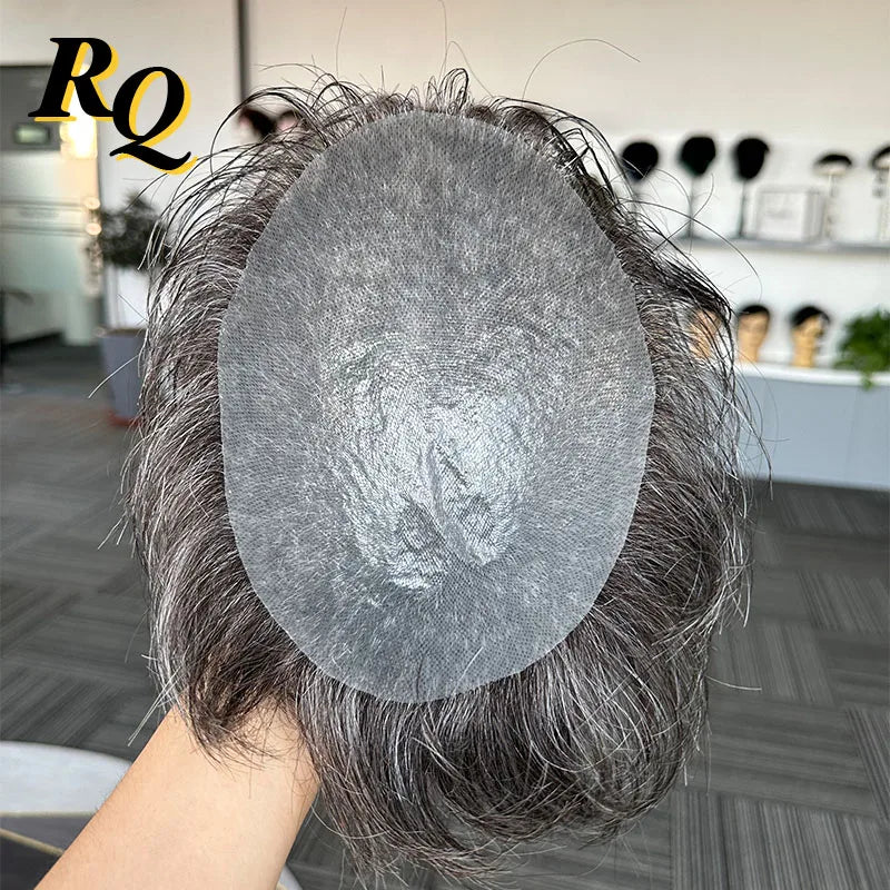 Pre Styled Human Hair Toupee For Men With Thin Skin Base