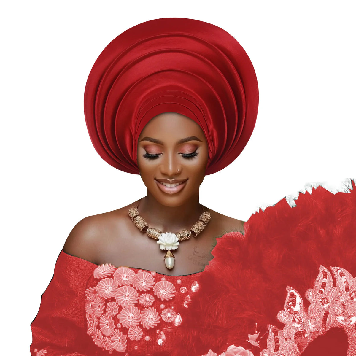 African Wedding Gele Turban Head Wrap Cap for Women