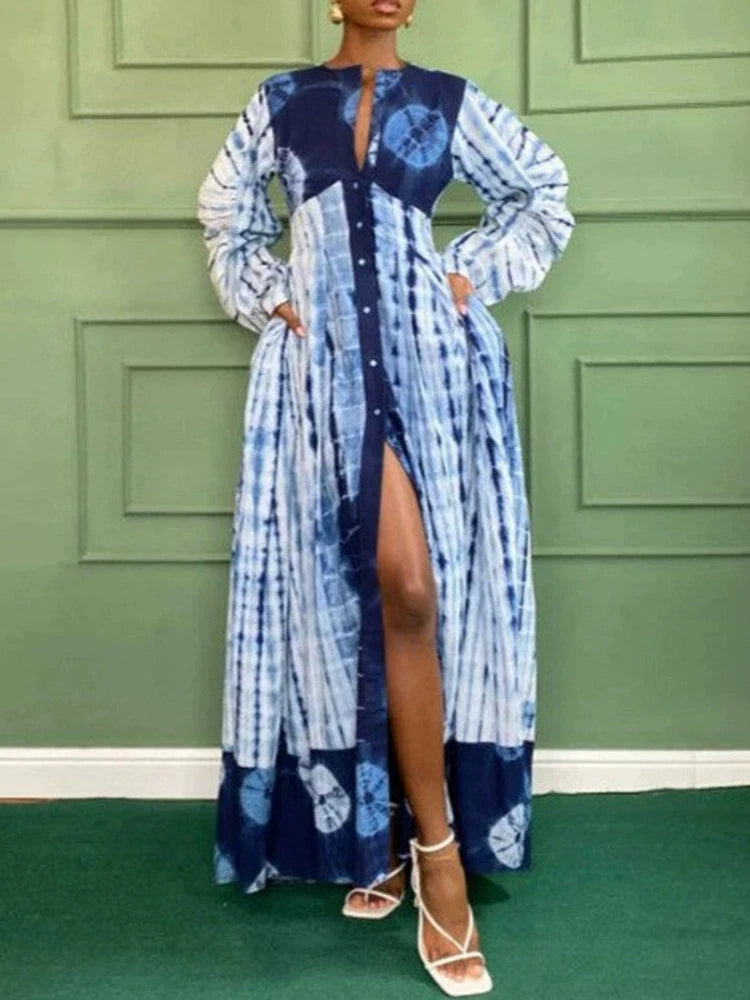 Printed Loose Fit Maxi Dress With Pockets for Women