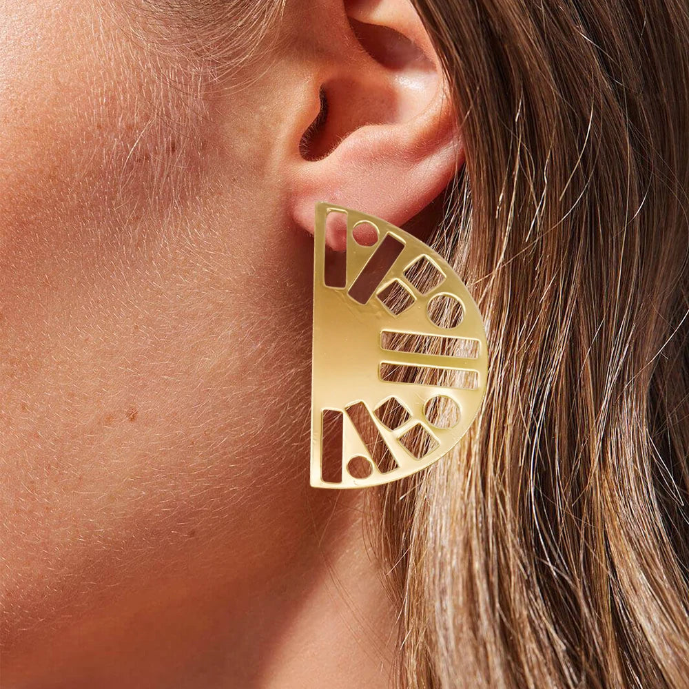 Fashion Jewelry Big Gold Color Round Geometric Earrings Dangle Drop Earrings For Women African Wedding Party Gifts