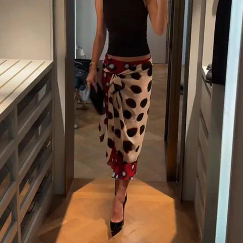 Leopard Patchwork Fringed Double-Sided Mini Skirt for Women