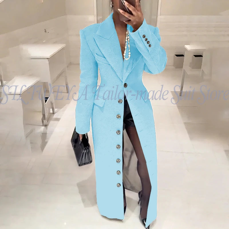 Elegant Slim Fit Blazer With Notched Collar For Women