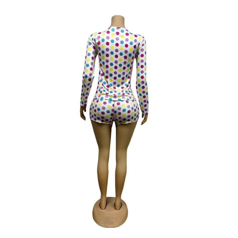 Polka Dot Print Lightweight Casual Two Piece Set for Women