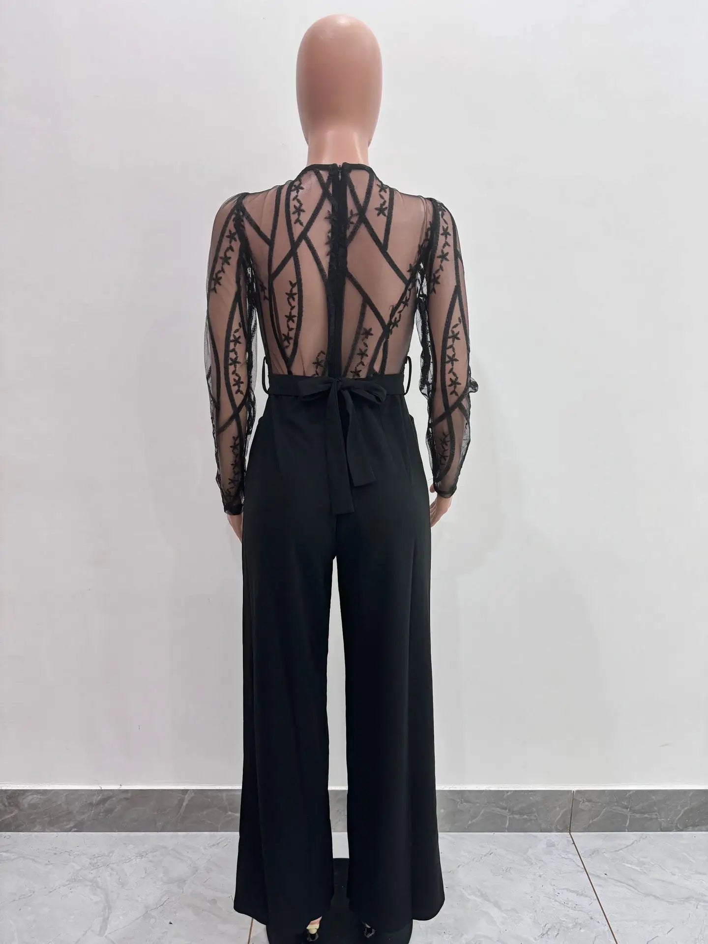 Elegant Patchwork Wide Leg O-neck Jumpsuit for Women