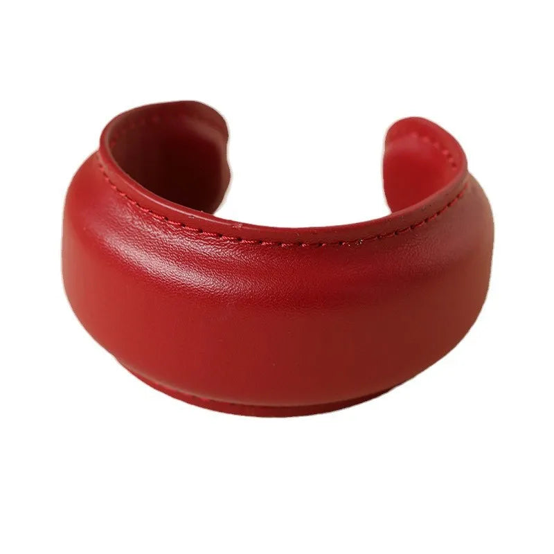 Elegant Minimalist Leather Wide Cuff Bracelet for Women