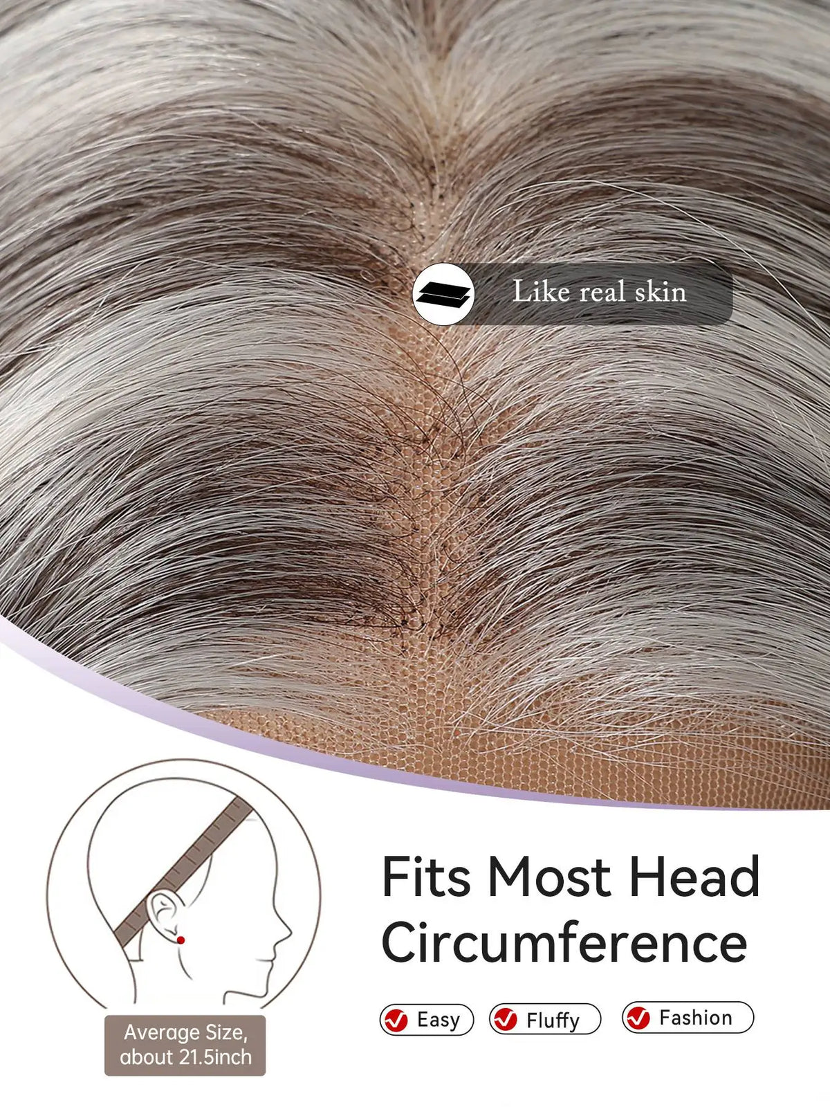 Long Silver Grey Lace Front Wig With Realistic Pre Plucked Hairline for Women