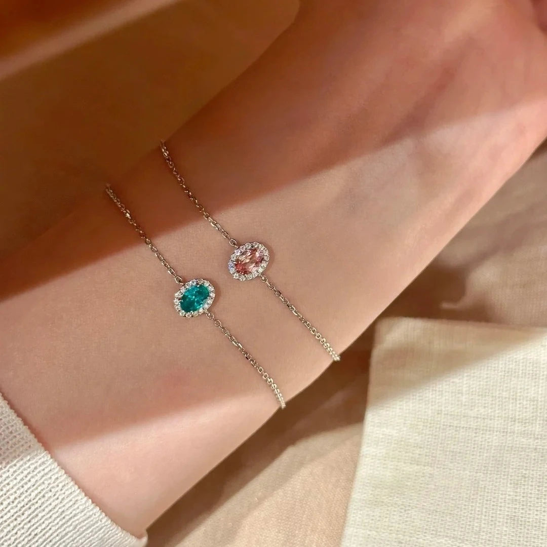 Dainty Oval Cubic Zirconia Chain Bracelet for Women