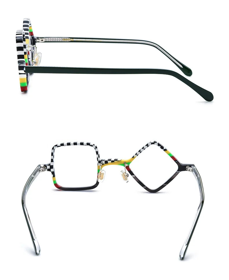 Frosted Patchwork Square Acetate Eyeglass Frames for Women