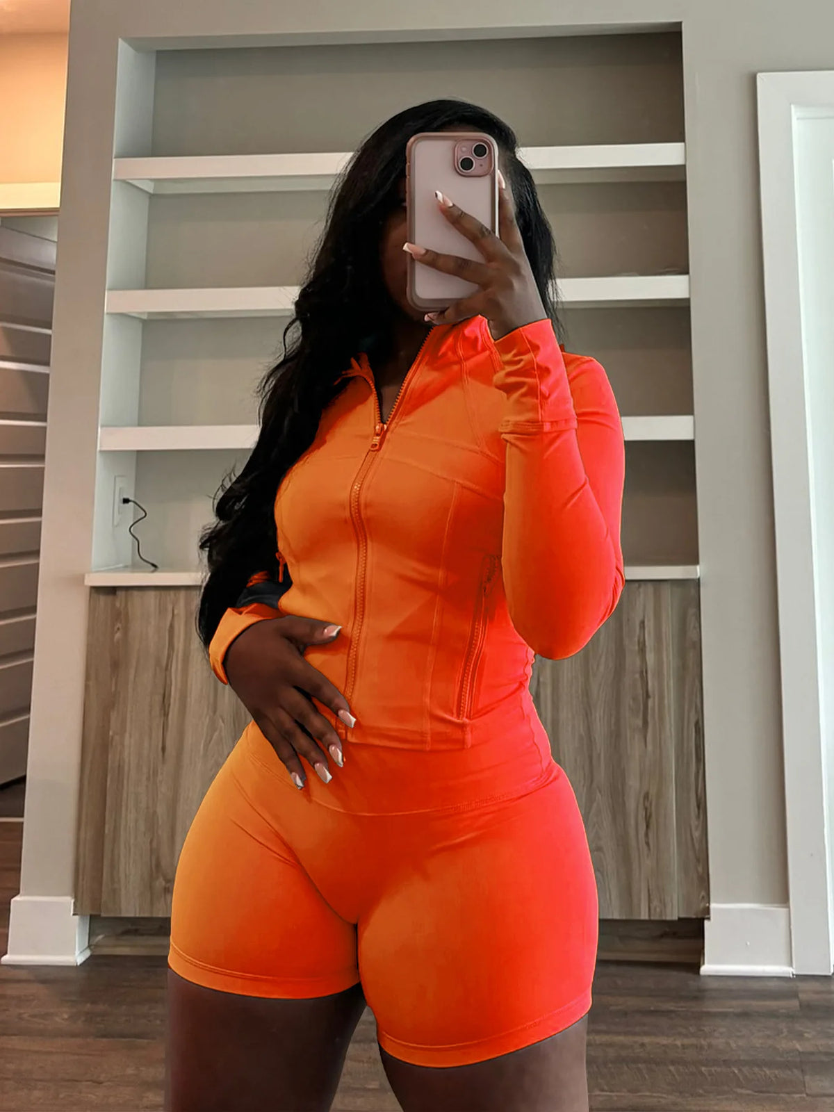 Slim Fit Sporty Two Piece Shorts Matching Set for Women