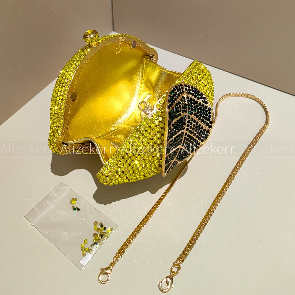 Elegant Lemon Shaped Diamond Evening Bag for Women