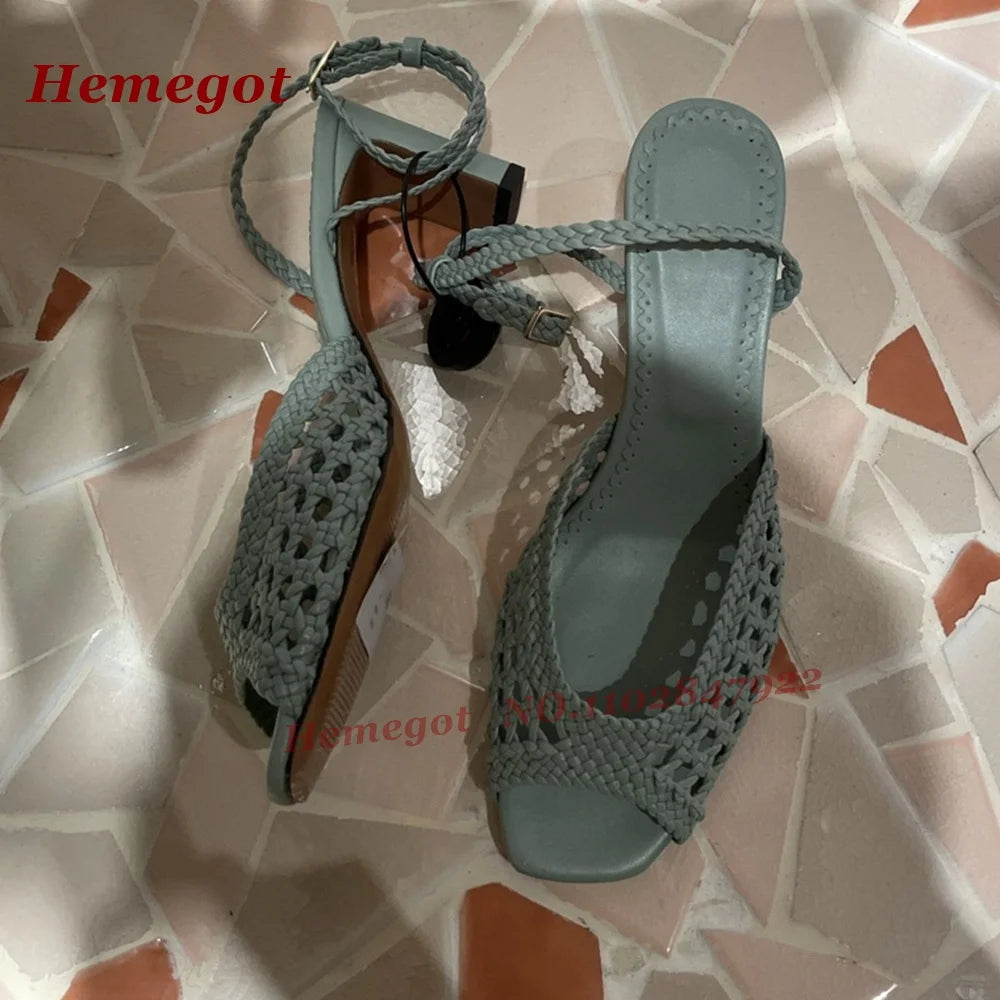 Hollow Out Sandals Open Toe Slingback Blue for Women