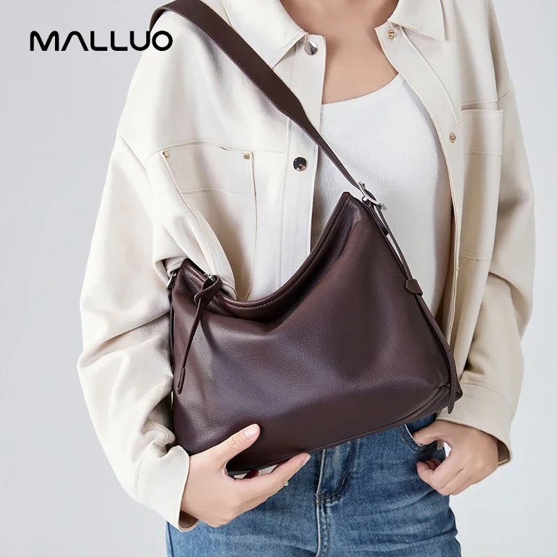 Cowhide Genuine Leather Handbags Women Casual Shoulder Bag Female Fashion Shopping Retro Large Luxury Designer Ladies Bags New