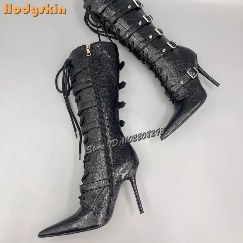 Faux Hair Over-the-Knee Pointed Toe Boots for Women