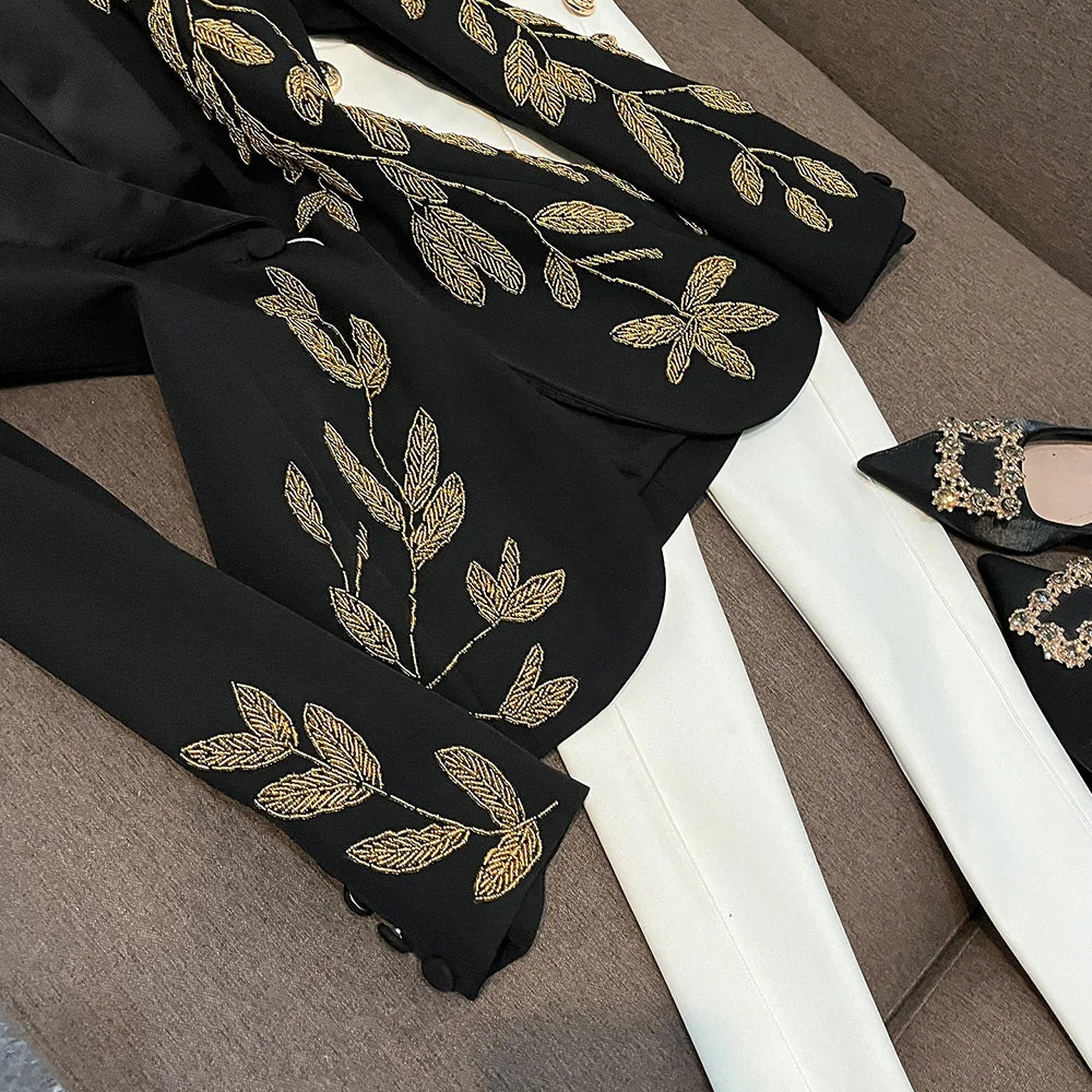TWOTWINSTYLE Temperament Gorgeous Blazers For Women V Neck Long Sleeve Autumn Elegant Commute Blazer Female Fashion KJA533454