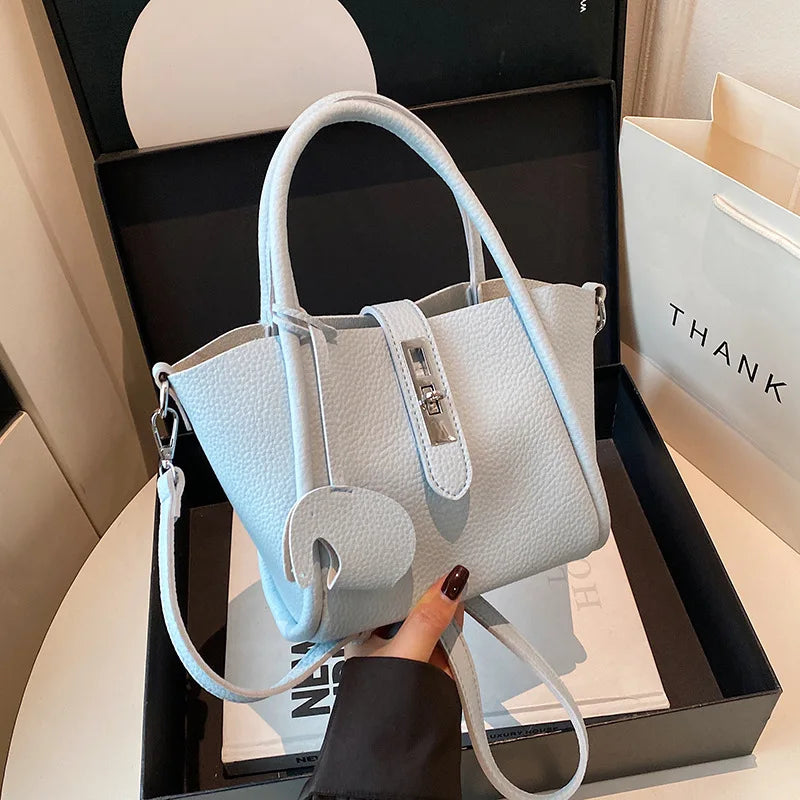 Fashion Design Women Bucket Bag Brand Trendy Basket Bag Versatile Simple Solid Color Texture Women's Bag Shoulder Crossbody Bag