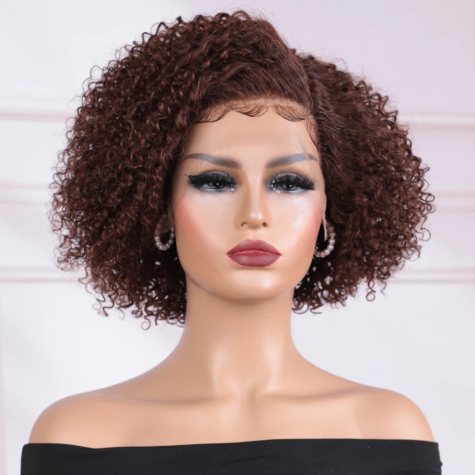 Short Curly Bob Lace Front Human Hair Wig for Women