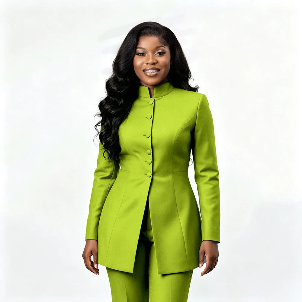 Smart Casual Two Piece Knit Blazer Set with Pants for Women