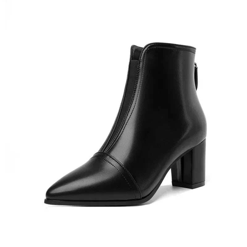 Stylish Faux Fur Trim Platform Low Heel Boots For Women