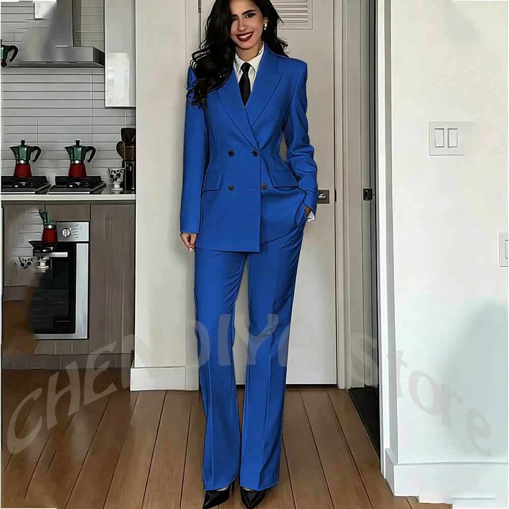 Modern Lady Pure White Suit Double Breasted Peak Lapel Casual Chic Women Suit Formal Dinner Party Business Office Outfit Costume