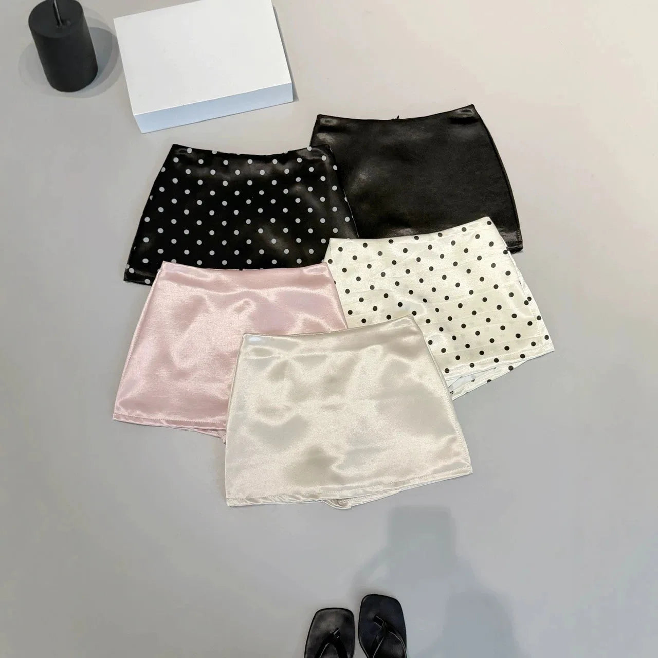 Vintage Polka Dot High Waisted Mini Skirt for Women