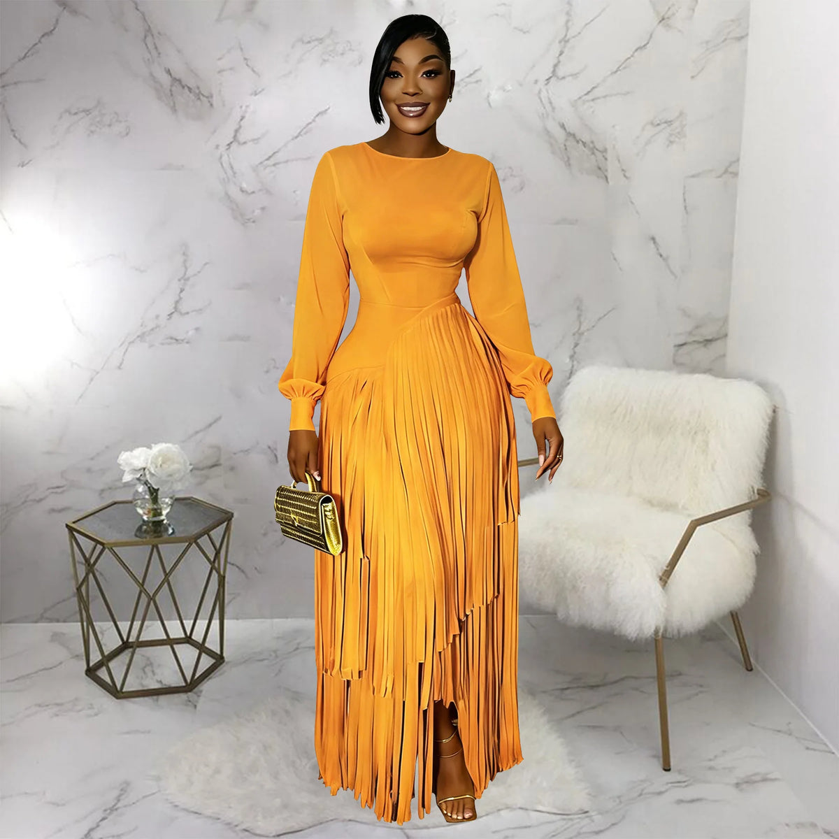 Elegant Long Sleeve African Dashiki Maxi Dress for Women