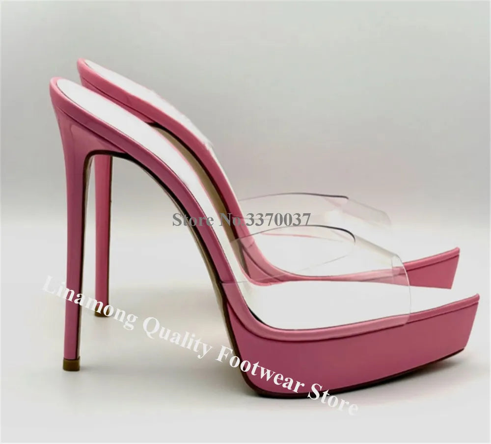 Modern Clear Patchwork Stiletto Sandals