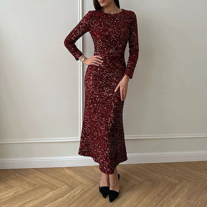Velvet Sequin Maxi Dress