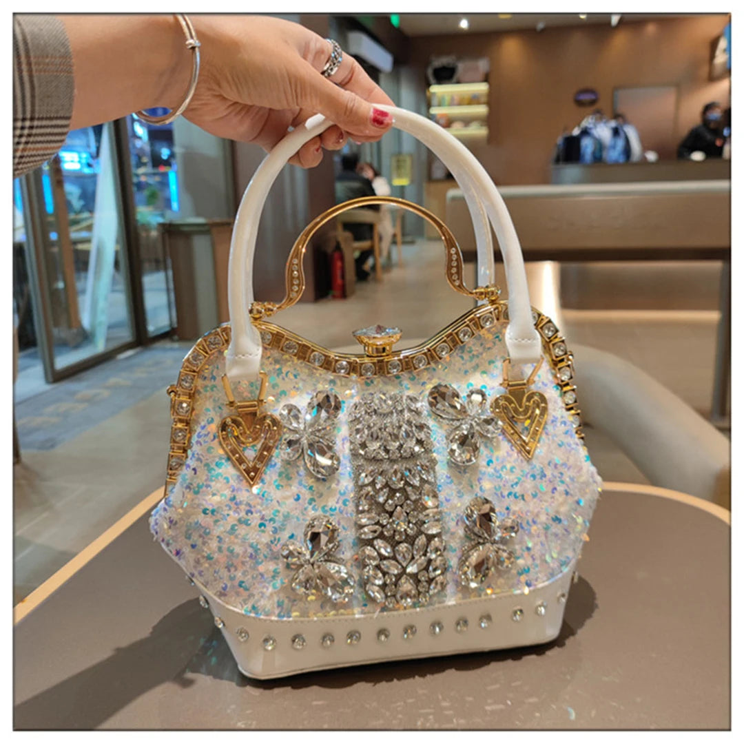 Crystal Sequin One Shoulder Crossbody Handbag for Women