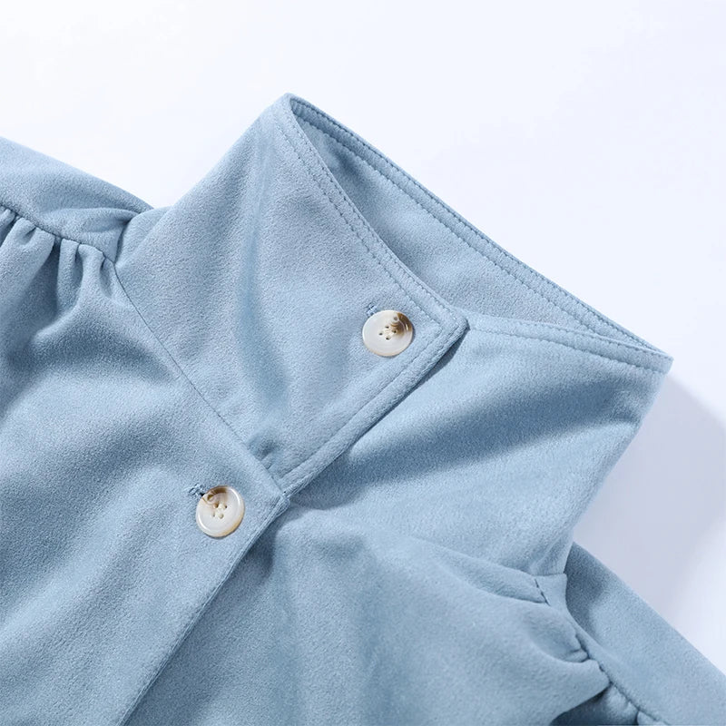 Lightweight Faux Suede Stand Collar Jacket for Women
