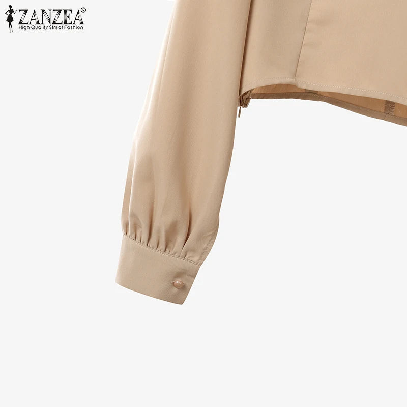 2025 Autumn Pant Sets ZANZEA Fashion 2PCS Women Outfits Solid Tracksuits Suit Long Sleeve Blouses Wide Leg Trousers 2 Piece Set