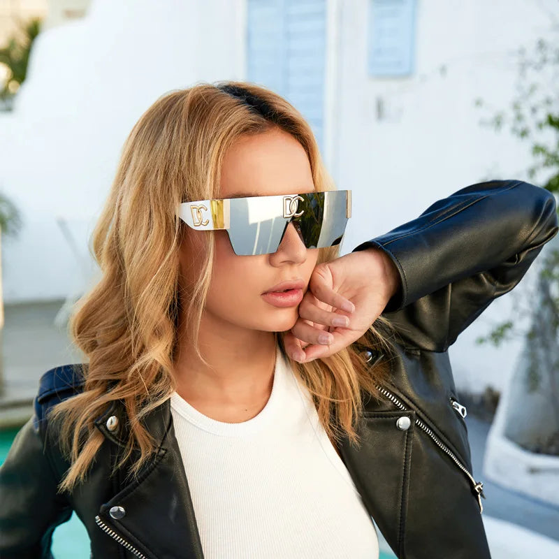 Oversized Shield Sunglasses With UV Protection for Women
