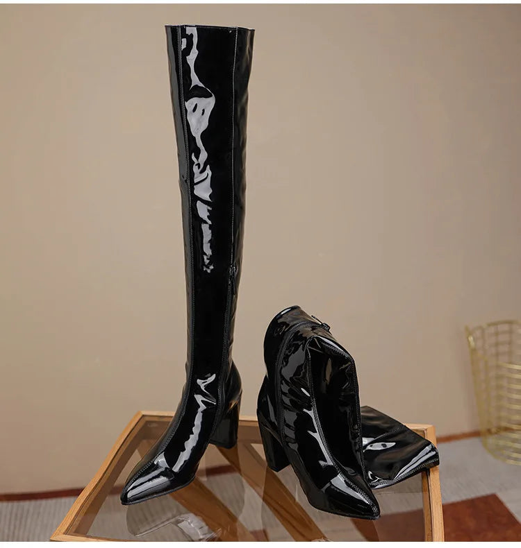 Sexy Over The Knee Boots Pointed Toe Zipper for Women