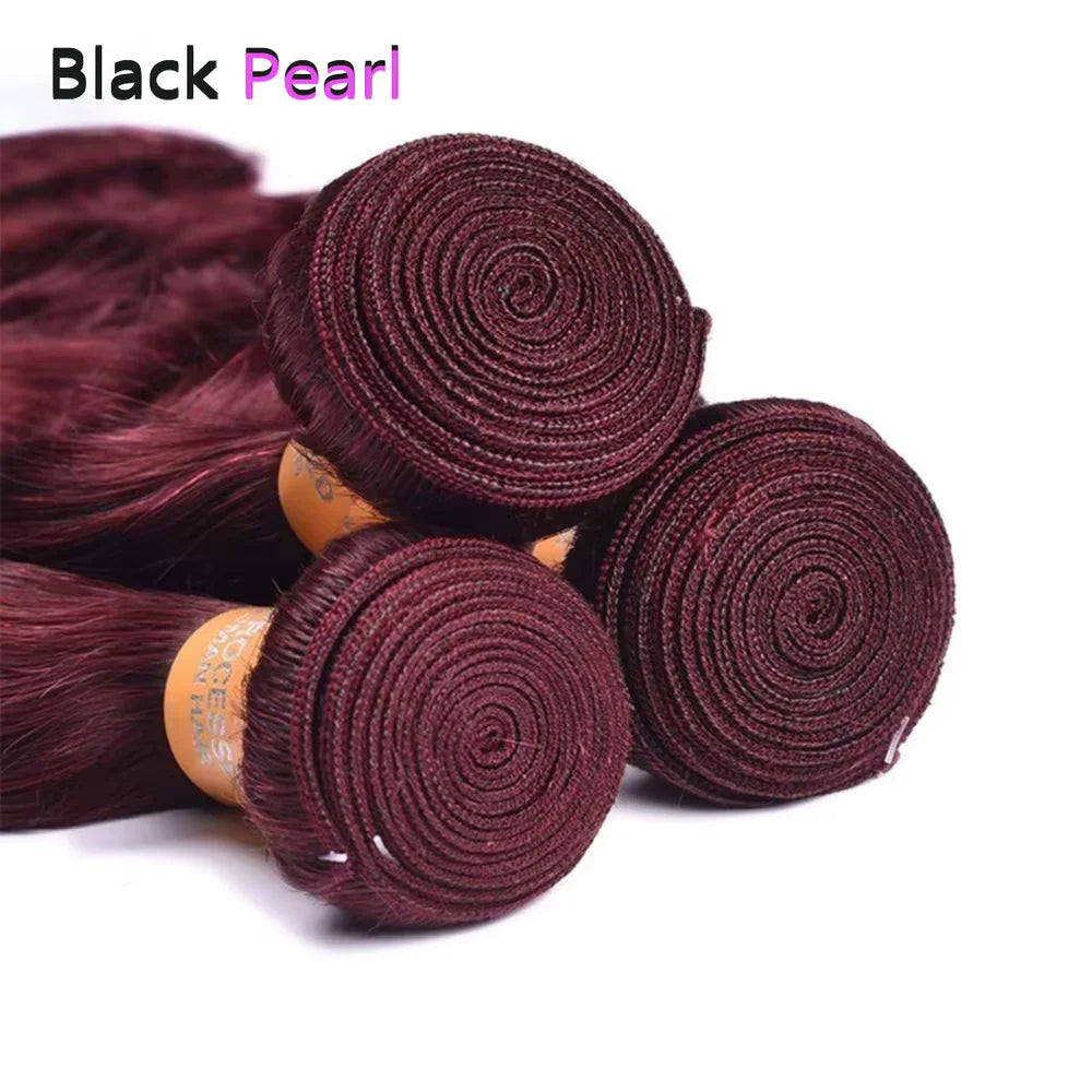 Burgundy Remy Body Wave Human Hair Bundles for Women