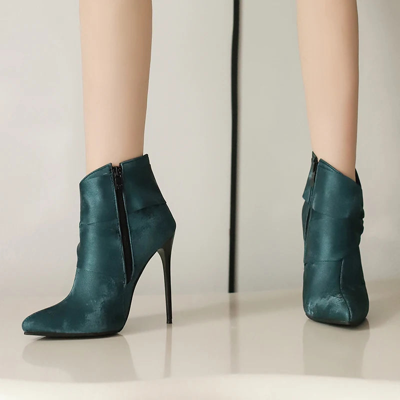 Elegant Bowknot Lace-Up High Heel Ankle Boots for Women
