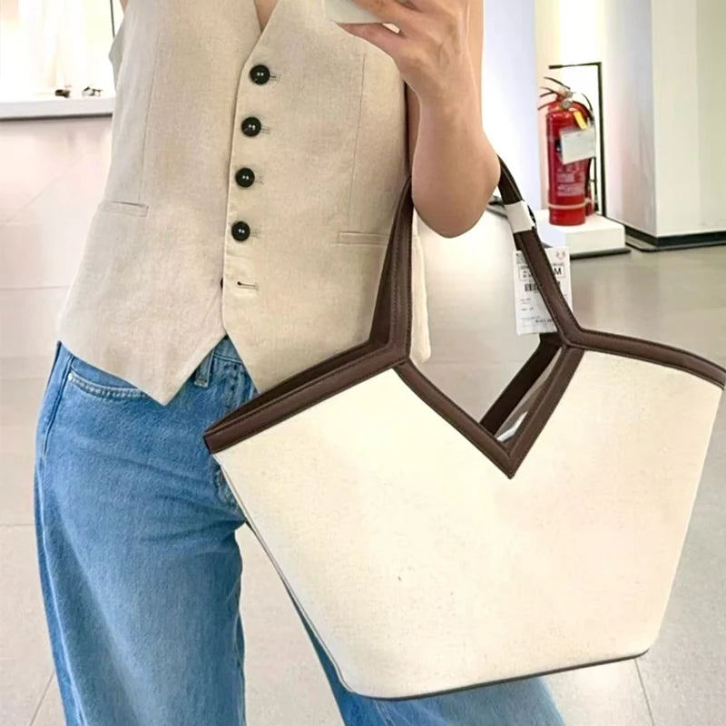 Y-shaped Design Straw Underarm Bag With Small Bag Leisure Vacation  Large Capacity Woven Wing Tote Bag Versatile Shoulder Bag