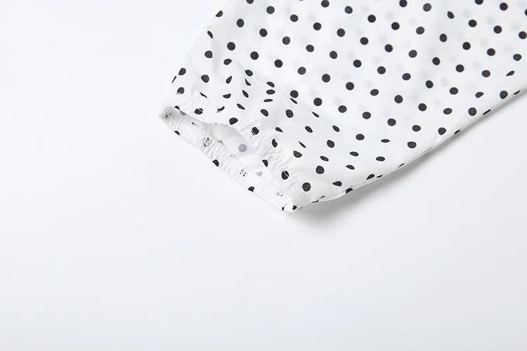 Polka Dot See Through Crop Top and Shorts Set for Women