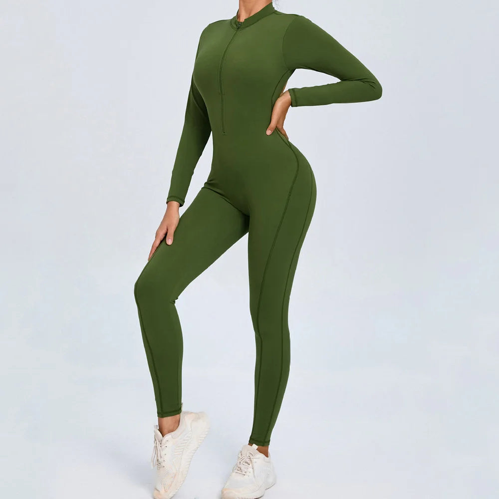 Moisture-Wicking Front Zip Jumpsuit
