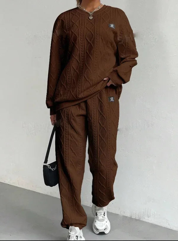 Casual Two Piece Sets Womens Outifits Streetwear Autumn and Winter 2024 New Long Sleeved Round Neck Hoodie and Y2k Pants Suit