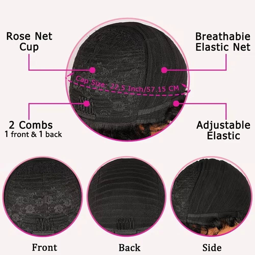 Short Finger Wave Premium Remy Human Hair Wig for Women