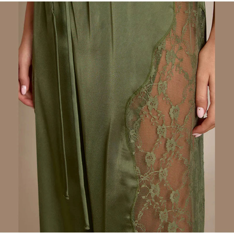 Bohemian Lace Trim Elastic Waist Lounge Pants for Women