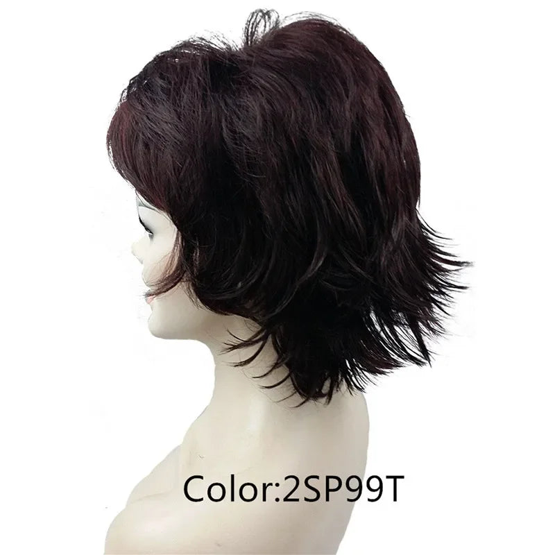 Fluffy Short Straight Layered Blonde Synthetic Wig For Women