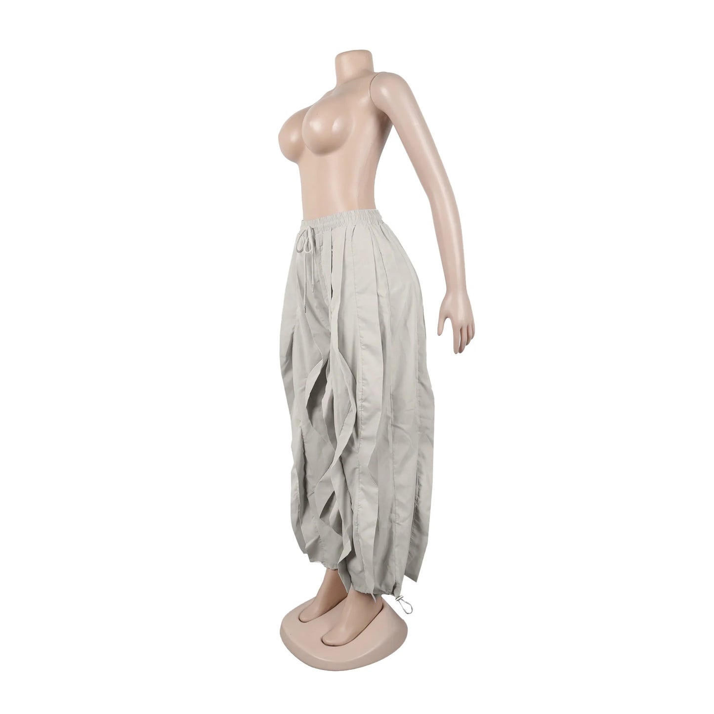 FAGADOER Casual Ruched Patchwork Lantern Sleeve Pants Women High Waist Drawstring Patchwork Pants Female Streetwear Trousers New