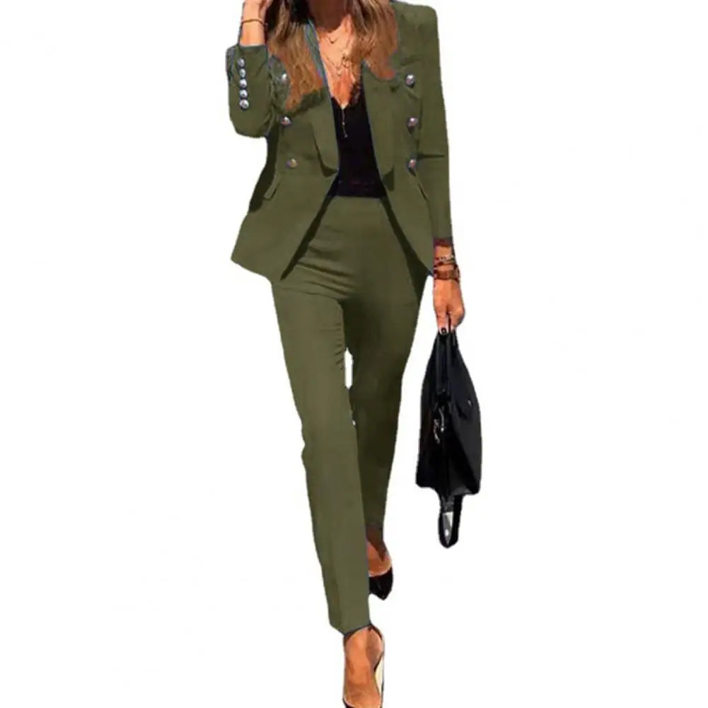 Women s Business Pant Suit Dressy Jackets High Waisted Pants Set Two Piece Formal Outfit for Work Office
