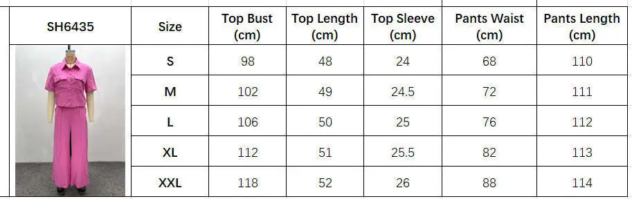 Two Pieces Women Pant Sets Solid Matching Sets Pocket Button Short Sleeve Top Empire Waist Wide Leg Pants Loose Fit 2025 Summer