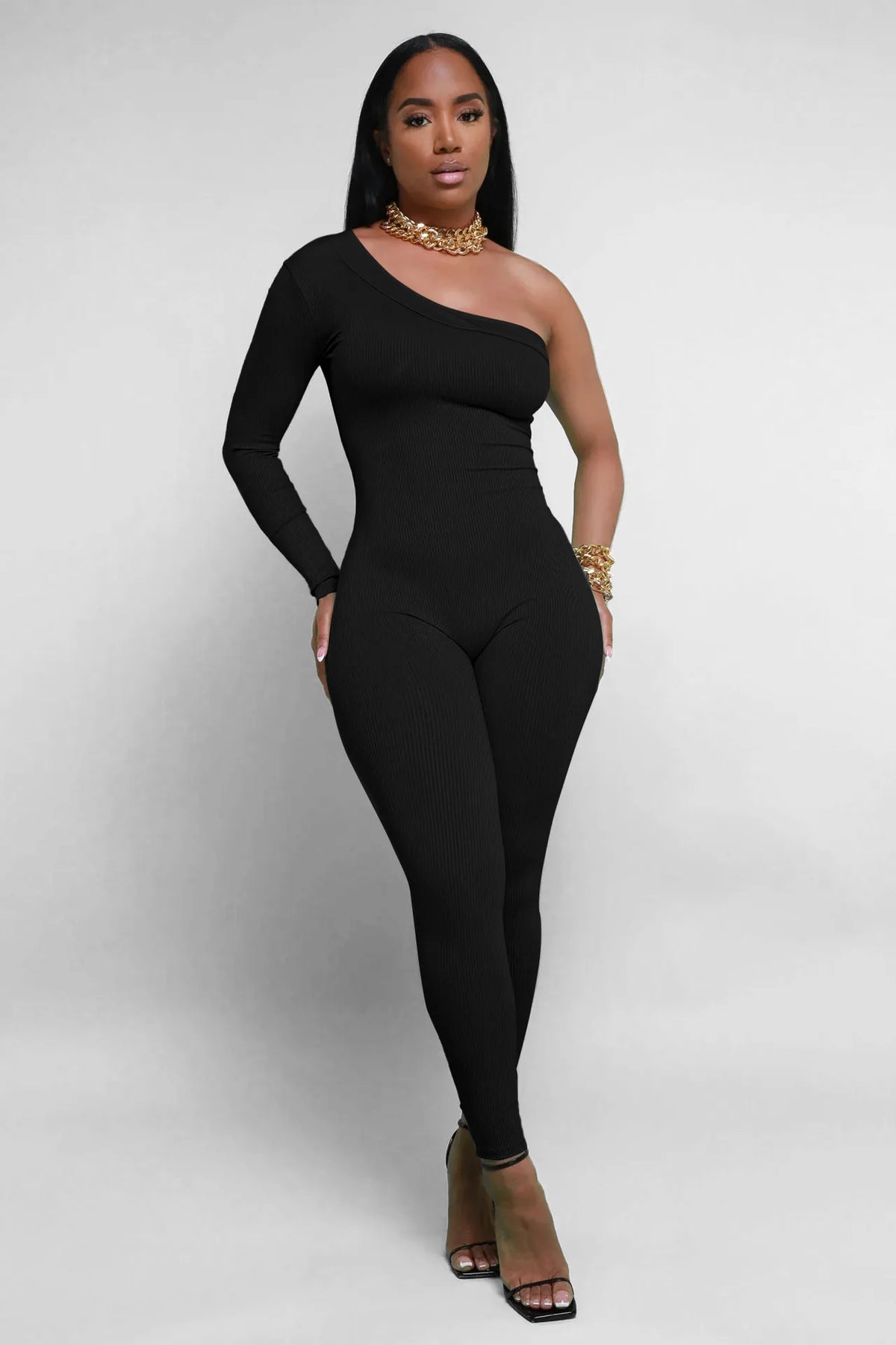 Slim Fit Knitted Full Length Club Jumpsuit for Women