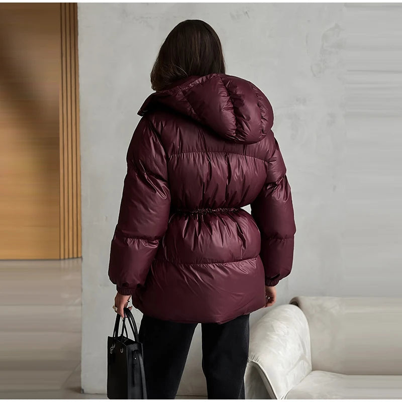 Detachable Hood Cropped Padded Winter Jacket for Women